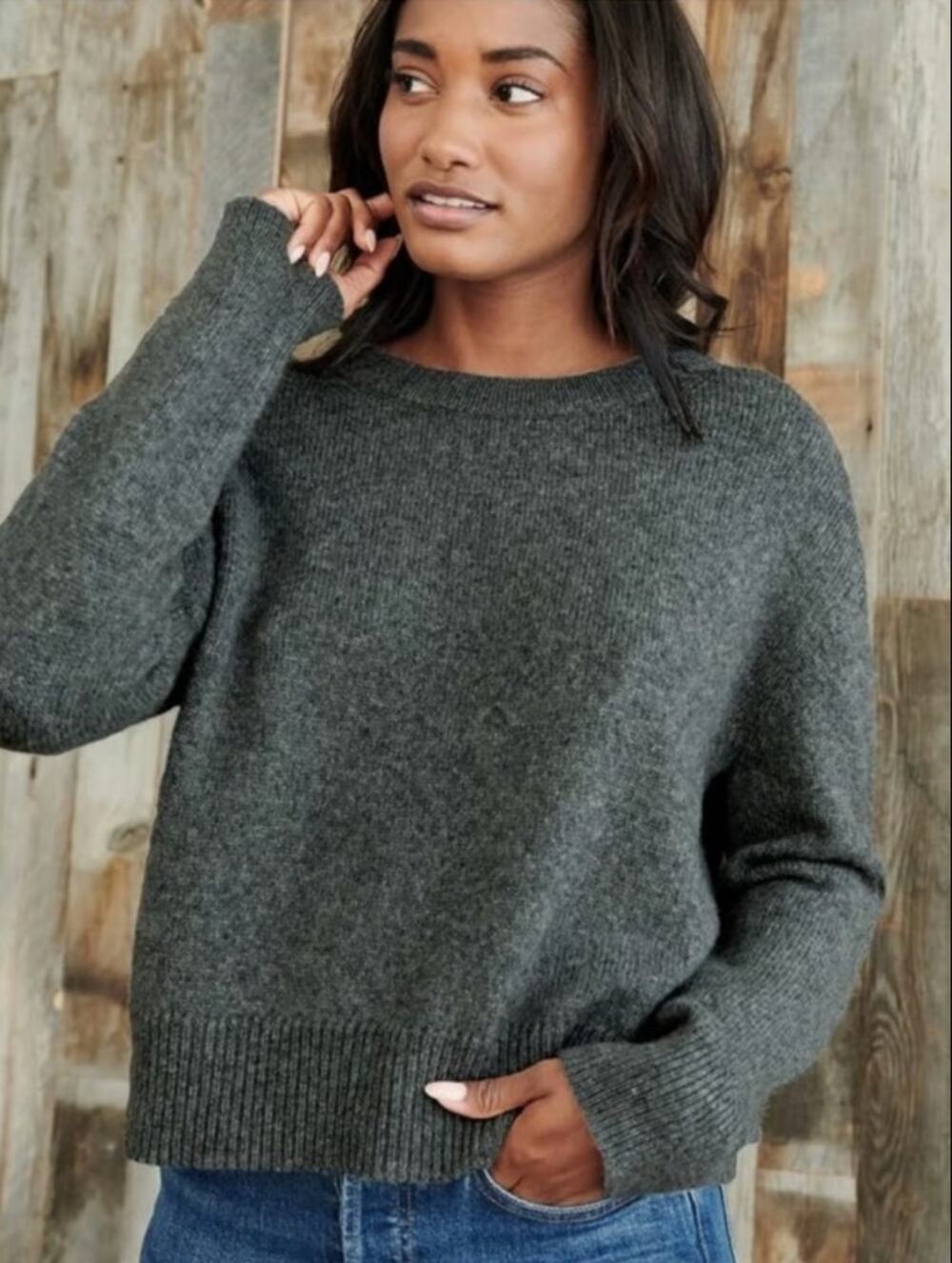 Jenni Kayne Atlas Merino Wool Sweater in Charcoal Size Small